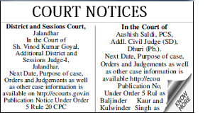 Ajit Court or Marriage Notice display classified rates